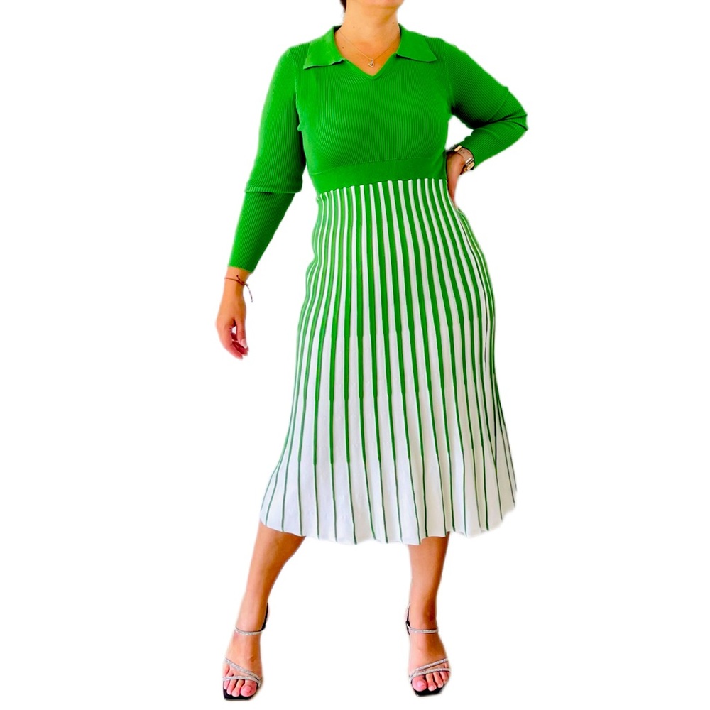 White and green dress